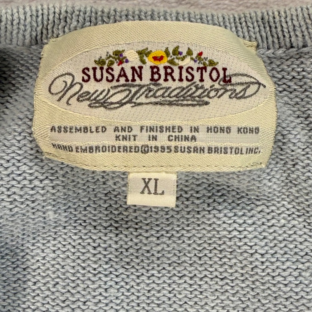 Susan Bristol Cardigan Sweater Short Sleeve Embroidered Knit Top XL‎ - Flawed - Picture 8 of 13